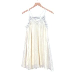 H&M Women’s Sleeveless Cotton V-Neck Shift Cream Dress Size 4
